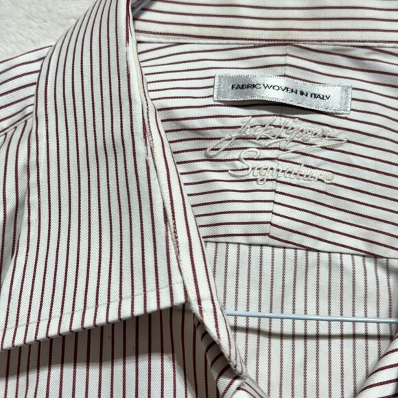 Jack Lipson Signature Shirt Long Sleeve White Striped Woven in Italy Mens 17L - Picture 5 of 13